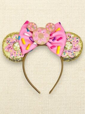 Gold Sequin Mickey Sprinkle Donut Minnie Ears | Disney-Inspired Mouse Ears
